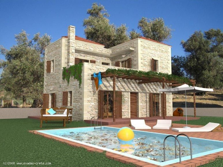 A luxury stone villa with nice views is for sale in the village of Erfous.